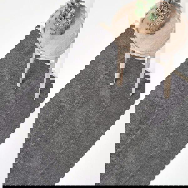 HOMESCAPES Cotton Plain Chenille Rug with Natural Trim