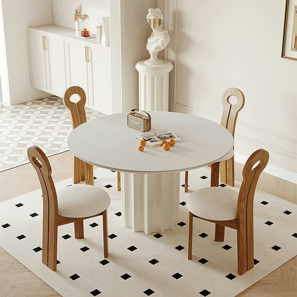 Rit Concept Heman Round Dining Table, White & Cream