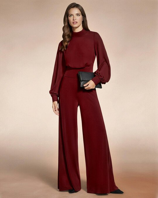 HotSquash Wide Leg Jumpsuit with Blouson Sleeve