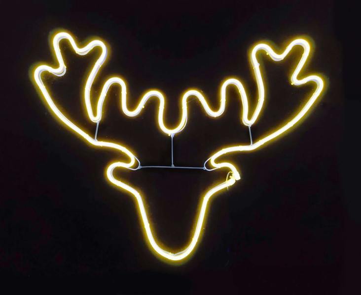 Stag Head Neon Effect Rope Light Silhouette with 90 Warm White LEDs for Indoor and Outdoor Display image 2