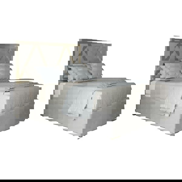 Casa Magna Alison Upholstered Soft Velvet Metal Bed Frame - Grey