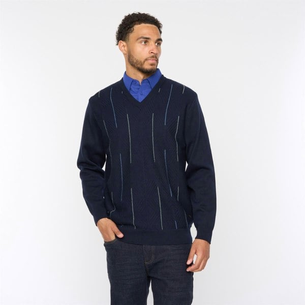 Gabicci G54M01 Mens Plain Vee Kneck Pattern Front Knit Gabicci Classic - NAVY