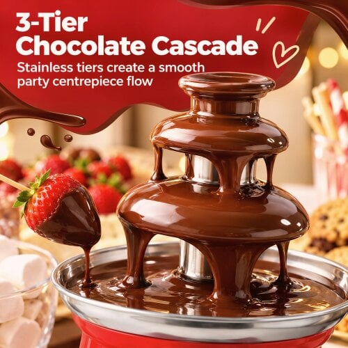 HOMCOM 3-Tier Stainless Steel Chocolate Fountain with Hot Melting Pot Base