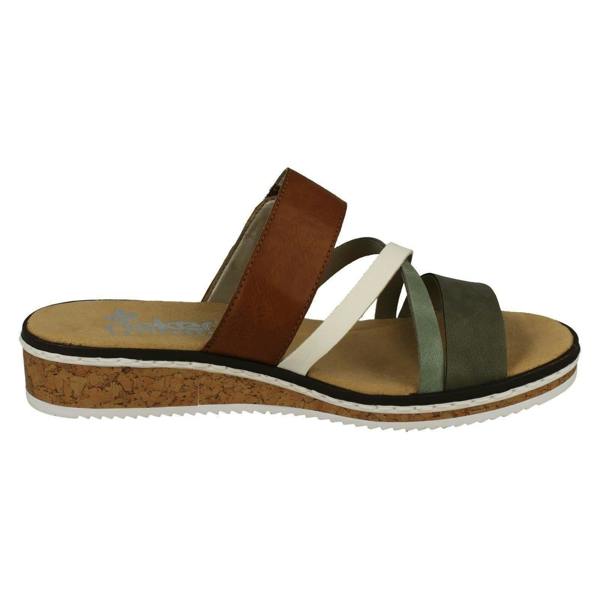 Rieker Ladies Rieker Wedge Heeled Strappy Mule Sandals V3652