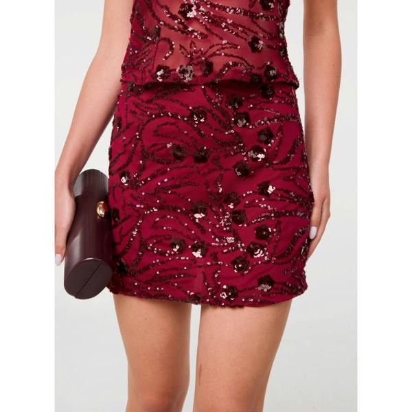 Pink Vanilla Floral Sequin Skirt