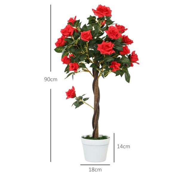 Dyzi Set of 2 90cm Artificial Rose Trees Potted Decorative Plants