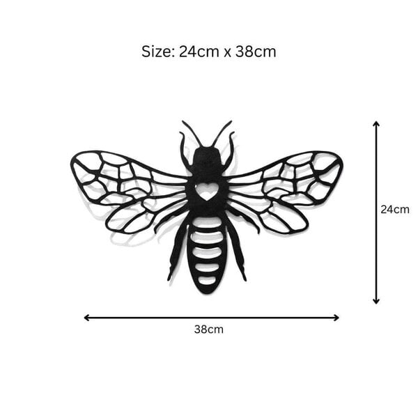 EDH Door Hardware Black Metal Honey Bee Silhouette Wall Art – 24 x 38 CM | Decorative Bee Wall Hanging for Indoor & Outdoor