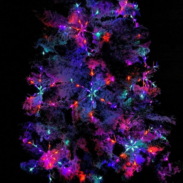 Samuel Alexander 2.6m Set of 10 Snowflake Curtain Lights 258 Rainbow LEDs MicroBrights String Lights