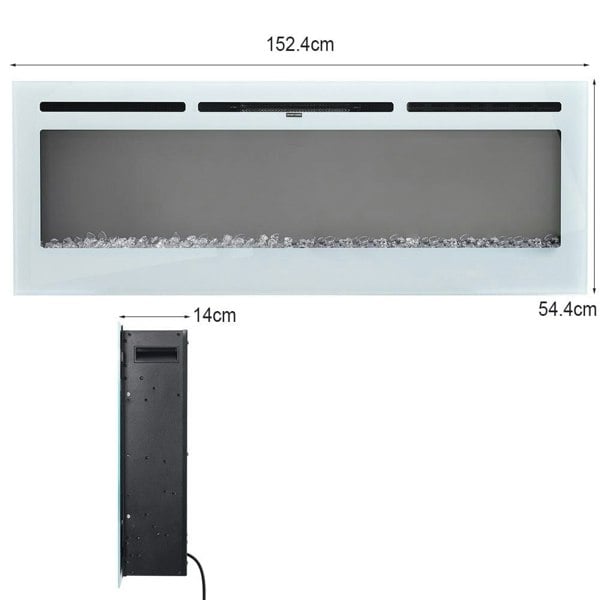 12 Flame Colour Electric Fireplace with Safety Protection White Wall Mounted Fires Living and Home