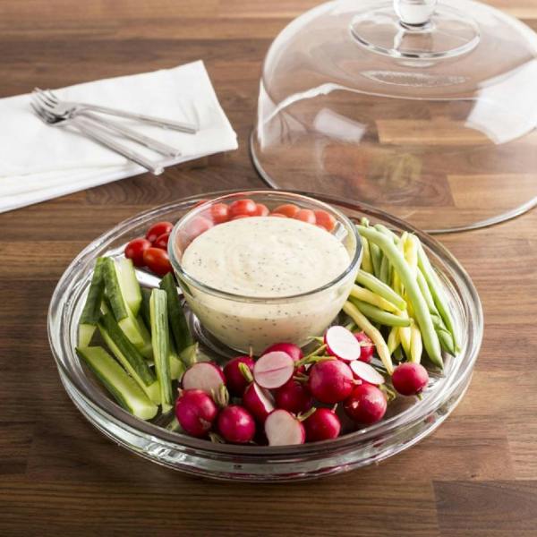 Gr8 Home Multi Functional 6in1 Clear Cake Stand Dome Platter Dip Server Punch Salad Bowl