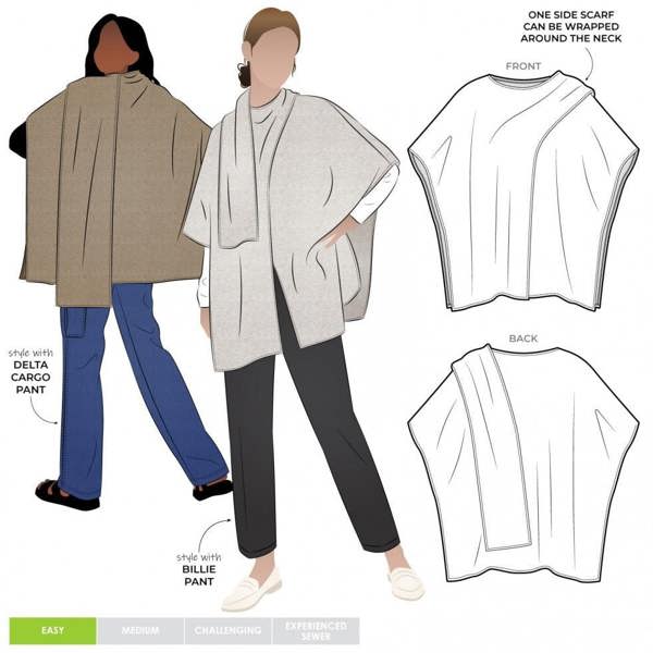 Style Arc Sewing Pattern Bijou Cape - Capes for Women - Easy