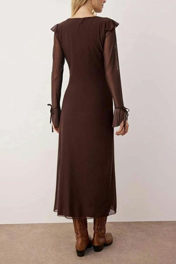 WOVCOR Ruffle Maxi Knit Dress