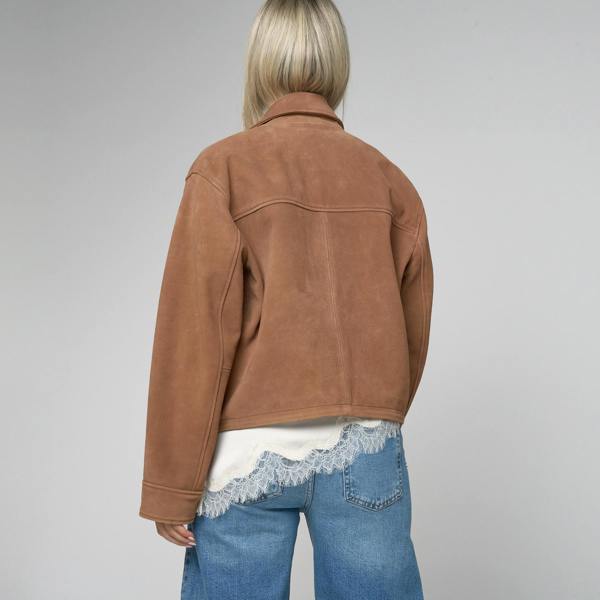 Women's Tan Suede Fireman Clasp Jacket