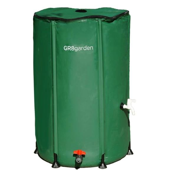 Gr8 Garden Collapsible 250L PVC Garden Water Butt Portable Rainwater Tank with Zipped Lid & Drain Tap