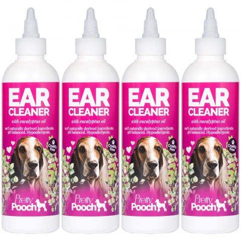 Pretty Pooch Dog Ear Cleaner - Cleans and Helps Reduce Itching & Head Shaking 4x 250ml