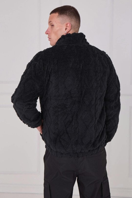 Luxe Textured Faux Fur Zip Jacket