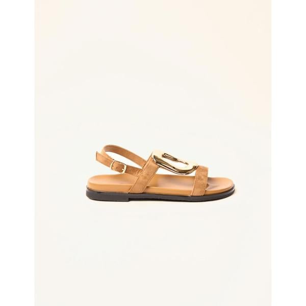 Blue Vanilla Gold Buckle Flat Sandals