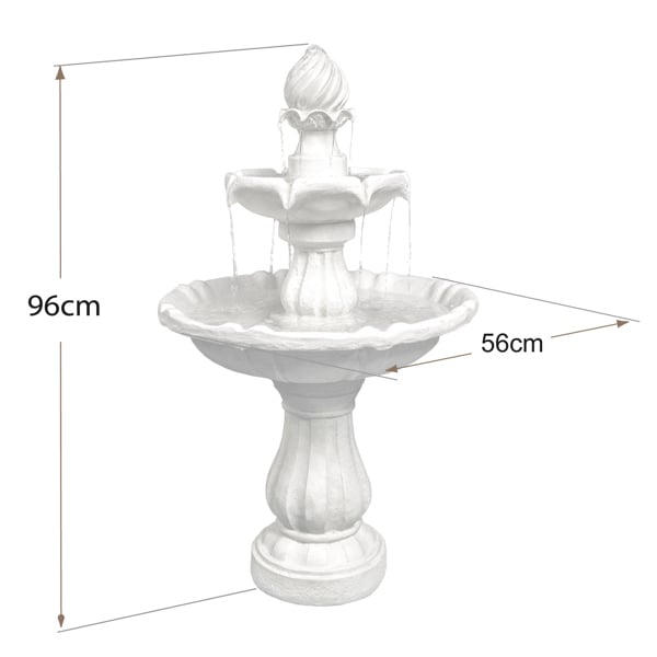 Homeology Aruna Elegant 3-Tier Outdoor Water Fountain Self-Contained Stunning Garden Feature with Cascading Waterfall