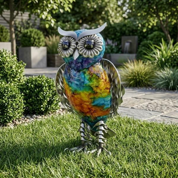 Garden Greatness Abstract Standing Owl Garden Statue