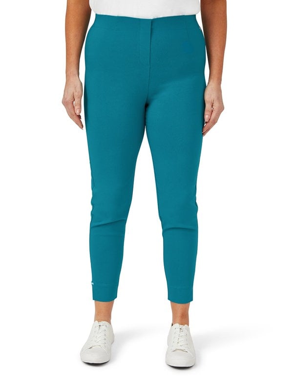 PennyPlain Cropped Bengaline Trousers - Teal