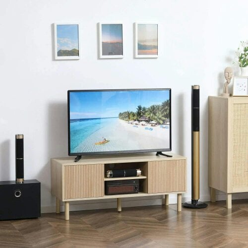 Sliding Door TV Cabinet Stand - Oak Wood-Effect