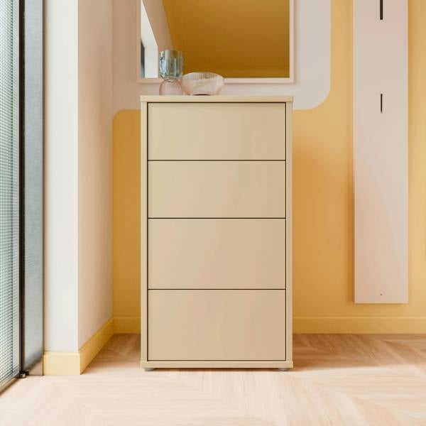 Alice Springs Tall 4 Drawer Chest with Push-to-Open Drawers in Butter Yellow