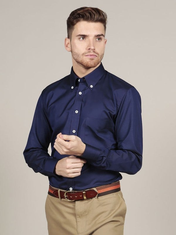 Thomas Mason Royal Oxford Navy Marine Shirt