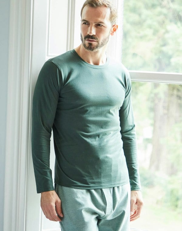 British Boxers Men's Organic Cotton Jersey Long Sleeve T-Shirt – Deep Forest