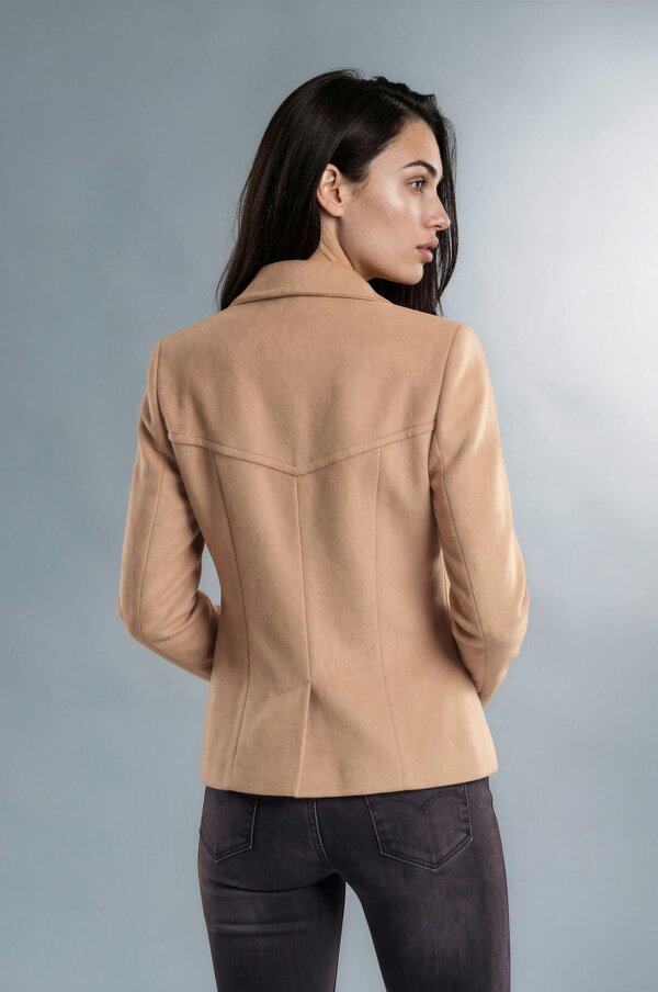 Myles Anthony Macadamia Reefer Style Wool & Cashmere Jacket