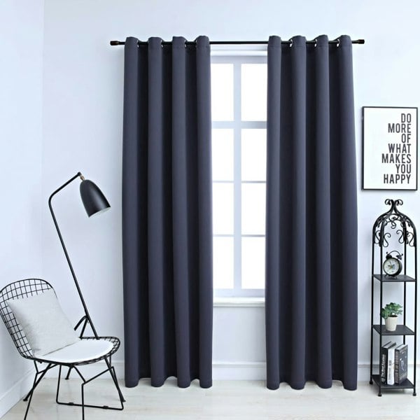 Berkfield Blackout Curtains with Metal Rings 2 pcs Anthracite 140x175 cm