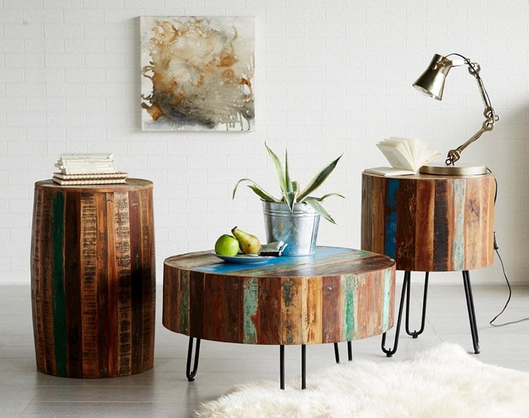 IH Design Dahila Reclaimed Boat Drum Coffee Table