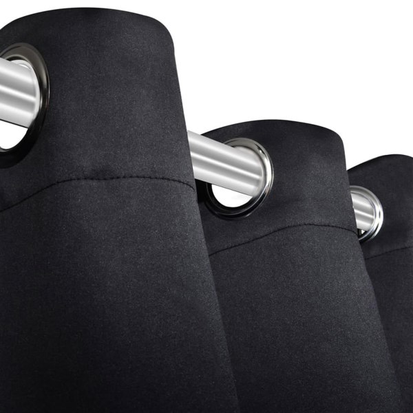 Berkfield 2 pcs Black Blackout Curtains with Metal Rings 135 x 245 cm