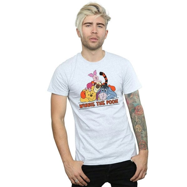 Disney Mens Winnie The Pooh Group T-Shirt - Sports Grey