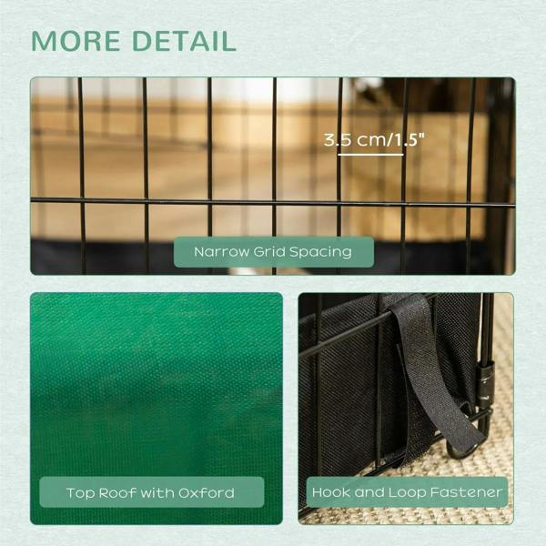 Playpen cage top with green Oxford roof fabric and narrow wire grid spacing