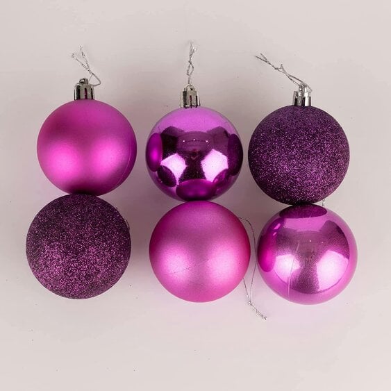 Shatchi Purple Shatterproof Christmas Baubles 6cm Pack Sizes for Tree and Seasonal Displays