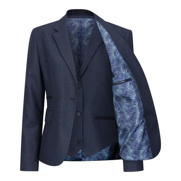 TruClothing Women's Navy Three-Piece Tailored Fit Suit in Prince of Wales Check