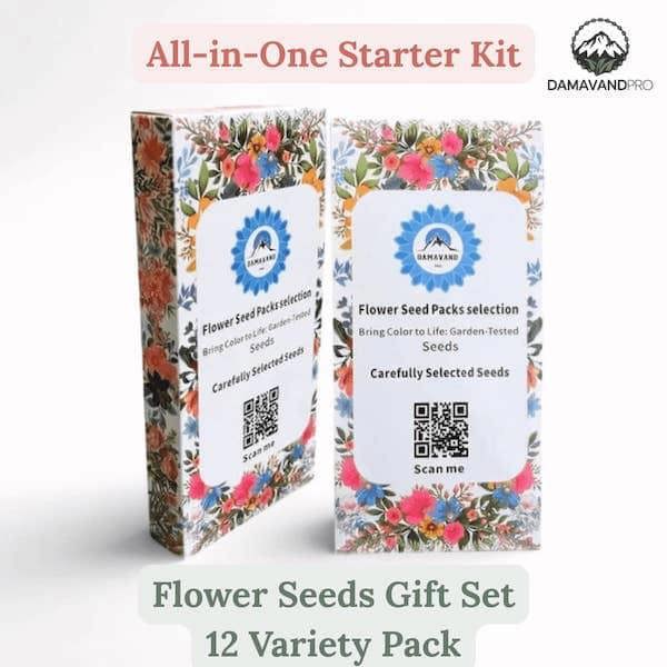 Flower Seeds Gift Set with 12 wildflower varieties in eco-friendly gift box