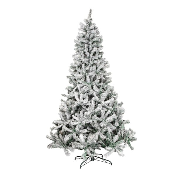 Samuel Alexander 8ft (2.4m) Snow Flocked Artificial Christmas Tree with Green Metal Stand and 1017 Tips