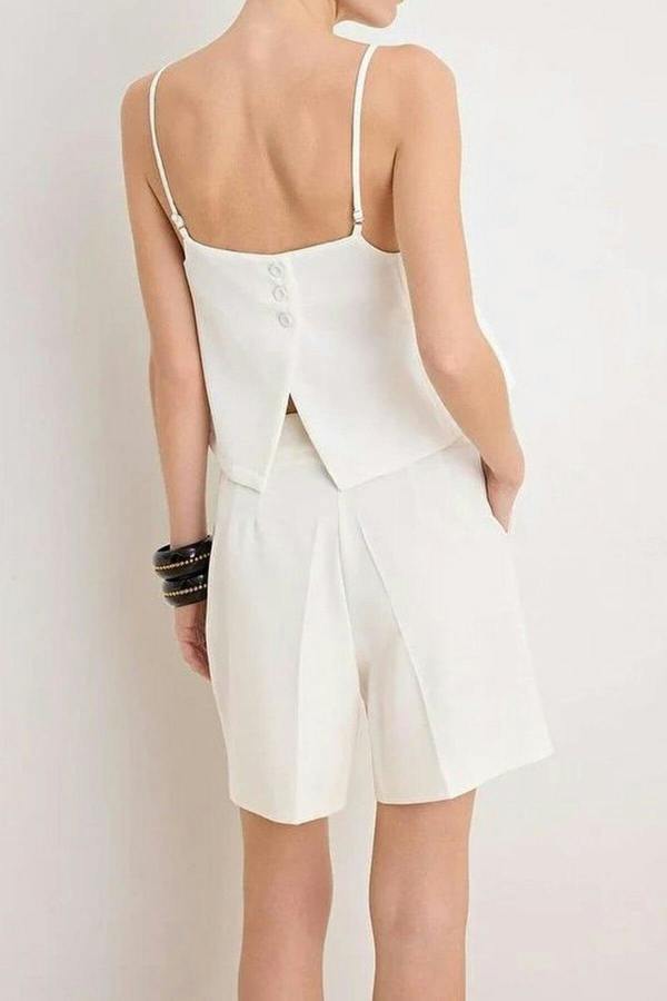 WOVCOR Back Button Detail Lined Woven Blouse