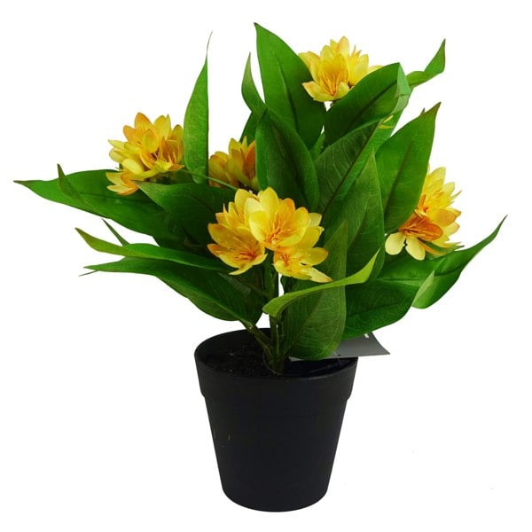 Leaf 3x 18cm Artificial Freesia Plants Pink, Orange, Yellow Flowering