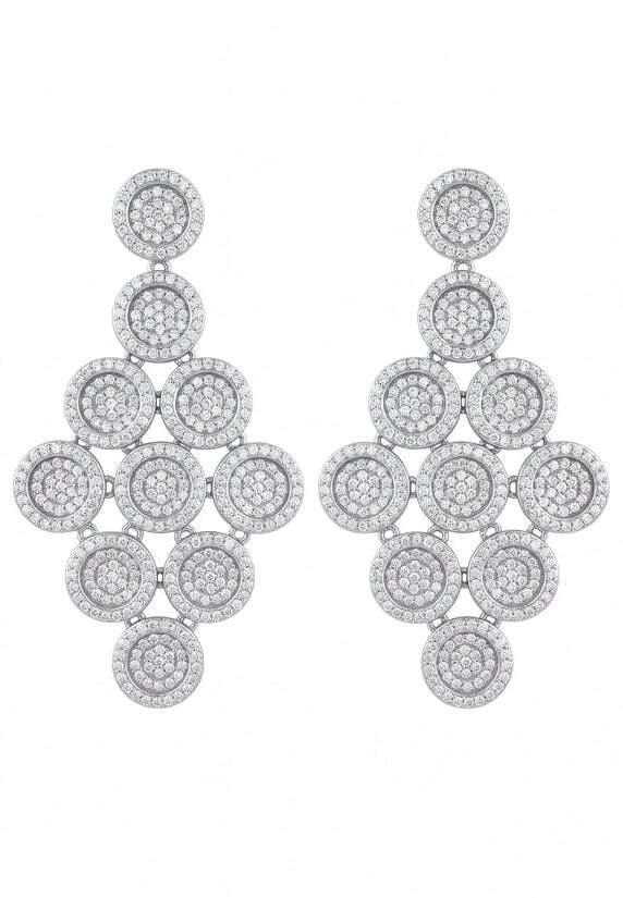 Latelita Mirage Disc Cascading Drop Earrings Silver