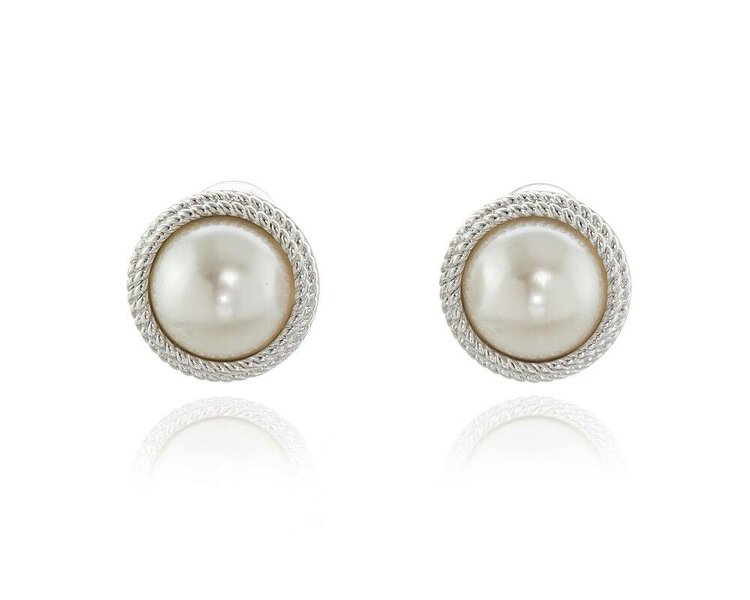 Cachet London Elan Pearl Silver Clip On Earrings