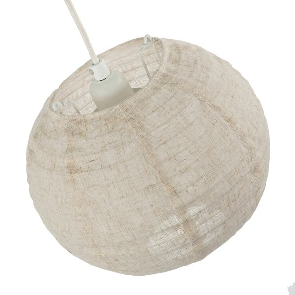 Chic Natural Linen Fabric Oatmeal Spherical Pendant Lighting Shade Image 3