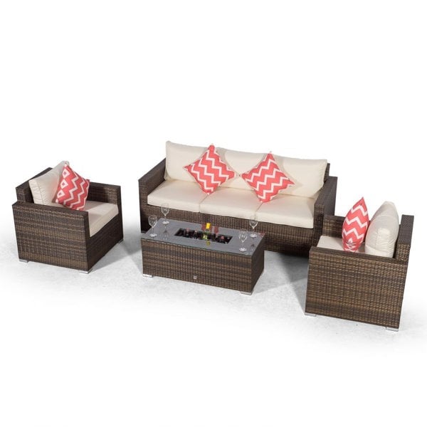 Giardino Sydney 5 Seater Rattan Sofa Set with Drinks Cooler Coffee Table
