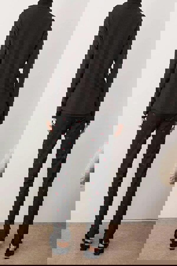 WOVCOR 2-Piece Cherry Patterned Zippered Soft Winter Waffle Knit Pajama Set