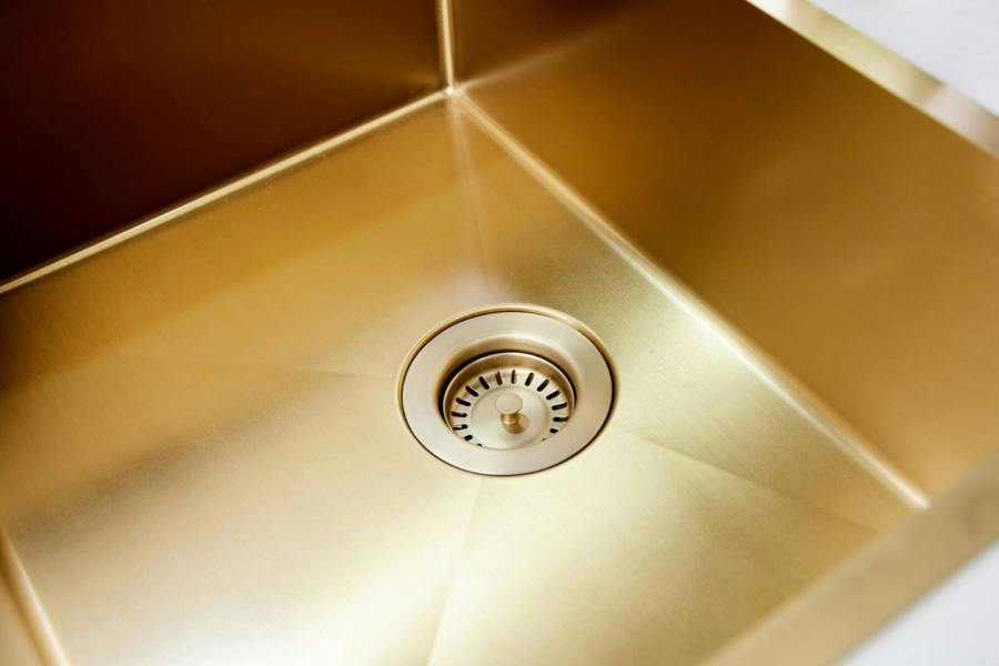 Top-Fix | Basket Strainer Kitchen Sink Waste with Overflow | Brushed Brass Finish