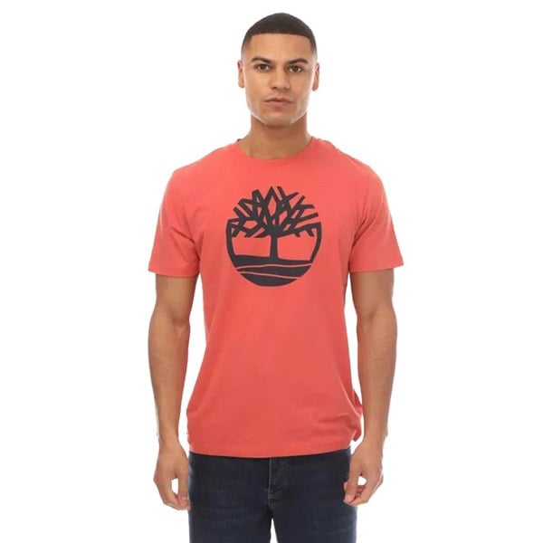 Timberland Mens Kennebec River Tree Logo T-Shirt - Coral