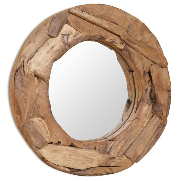 Berkfield Decorative Mirror Teak 60 cm Round