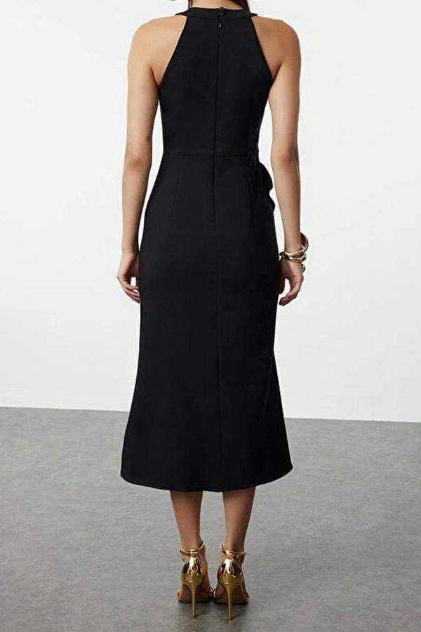 WOVCOR Ruffled Woven Evening Dress