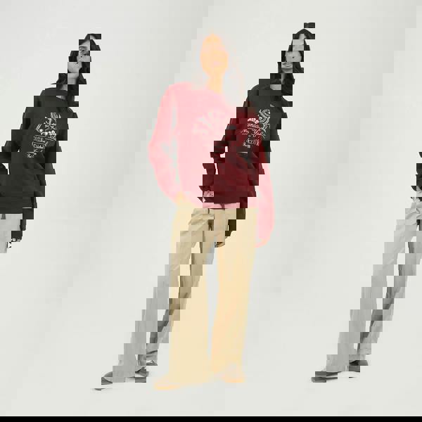 Brave Soul Burgundy Crew Neck Embroidered Sweatshirt - Burgundy Image 3